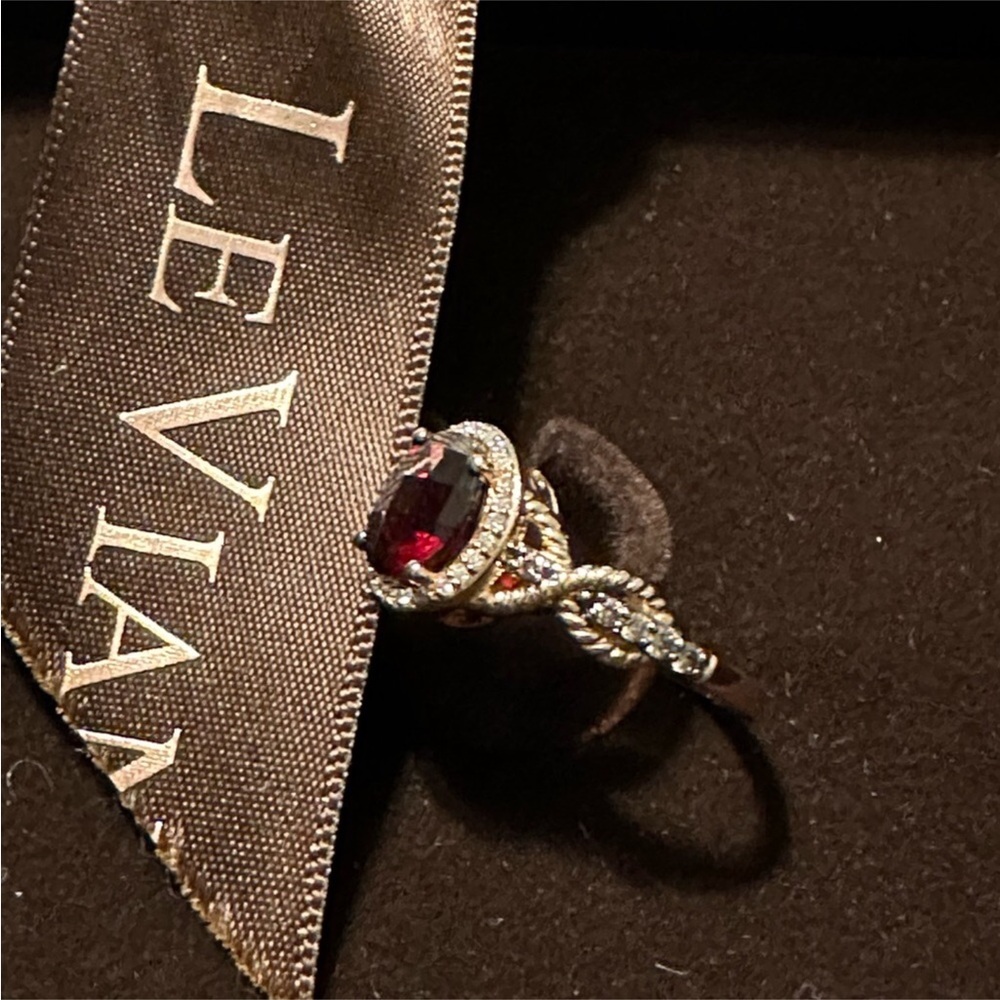 14K rose gold Le Vian Chocolatier Pomegranate Garnet & Diamonds Twist Rope Ring - Picture 4 of 11